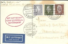 Friedrichshafen to Mannheim, Germany 1930 via Graf Zeppelin (47354)