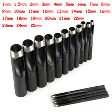 1mm-25mm Round Hollow Punch Hand Tools Hole Punching Leather Gasket Carbon Steel