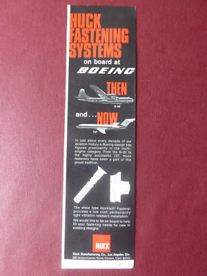 9/1976 PUB HUCK HUCKBOLT FASTENER BOEING B-29 BOMBER BOEING 727 ORIGINAL ANZEIGE