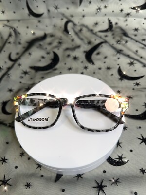 Swarovski Crystal Reading Glasses With Leopard Print New With Tags & Case +4.00 Leopard Reading Glasses: Pink Frame With Silver Rhinestones  main image 4