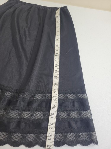 Vintage Gossard Black Lace Satin Elastic Waist Pull On Half Slip Small - Picture 4 of 9