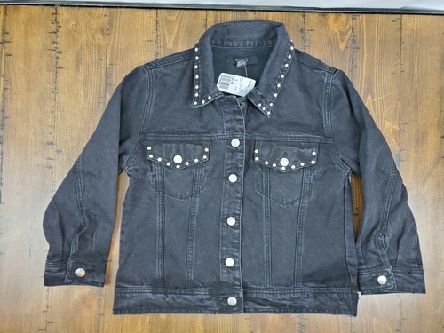 Women's Studded Black Denim Jean JACKET 