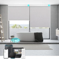 CUSTOM CUT Smart 100% Blackout Roller Blinds Work with Alexa Phone Control