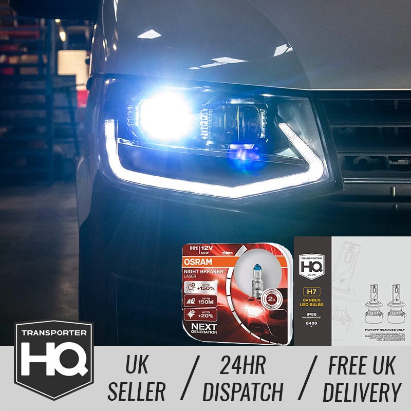 VW Transporter T6 V3 LED DRL Sequential Headlights BLACK & Bulb Upgrades