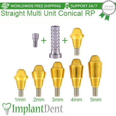 1x Dental Straight Multi Unit Titanium Sleeve Set Regular Platform Hex 2.65mm
