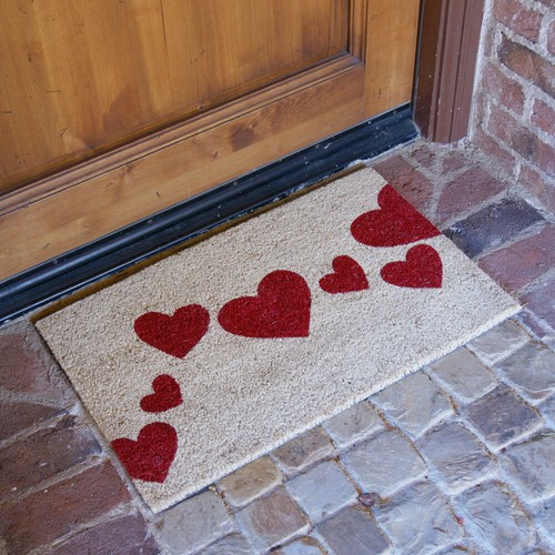 Alfombra de entrada de fibra de coco Rubber-Cal "Red Hearts", 18 x 30 pulgadas - Imagen 2 de 5