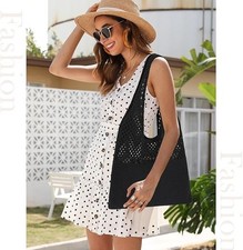 Crochet Tote Bag for Women,Aesthetic Crochet Mesh Beach Tote Bag,Summer Vacation