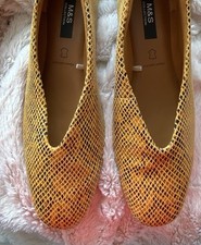 M&S Collection Yellow Leather Mesh Ballet Flats UK 5 Insolia Flex Summer Shoes