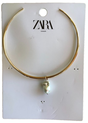 Zara Pearl Choker Necklace Collar Gold Plated Woman TRF One Size Open NEW - Picture 3 of 8