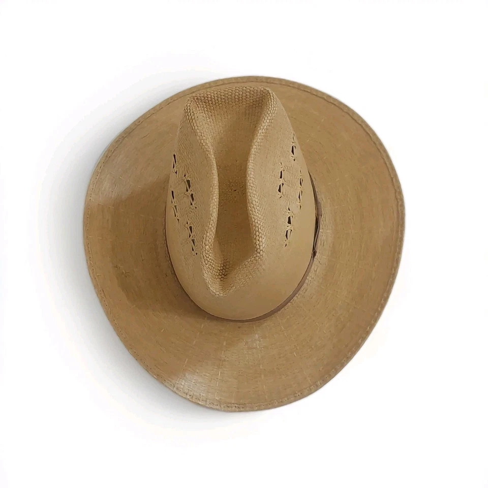 Vtg Bailey U-Roll-It Straw Cowboy Hat | Cattleman Crown | Size 6 3/4 (21" Small) - Image 4 of 4