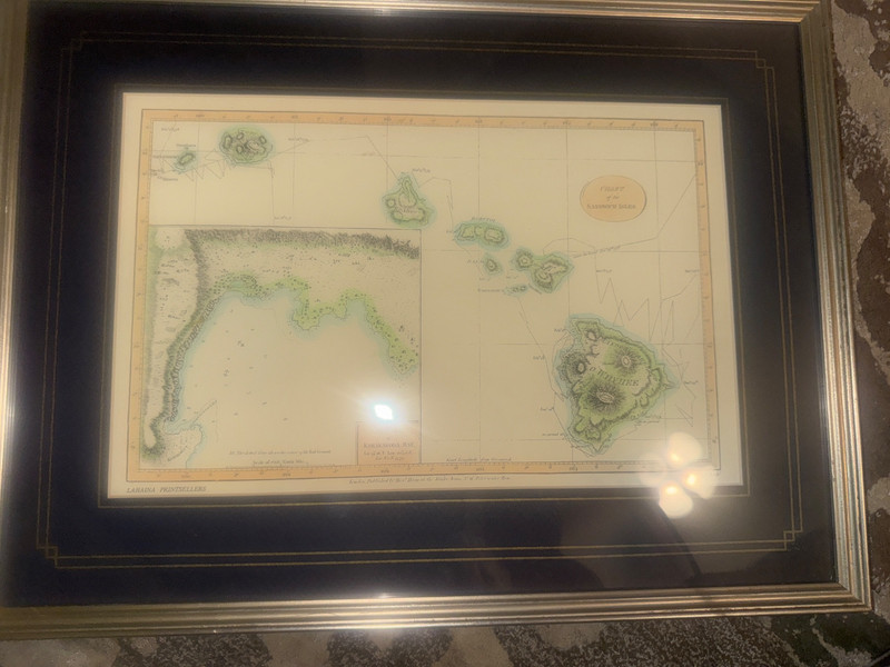 Chart of the Sandwich Isles Hawaii Map Print by Hogg Lahaina Printsellers Framed