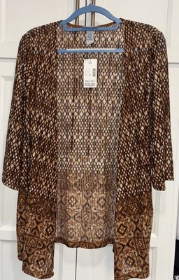 CATHERINES Multicolor Lightweight Open Front Kimono Plus Size 0X 14/16W NWT
