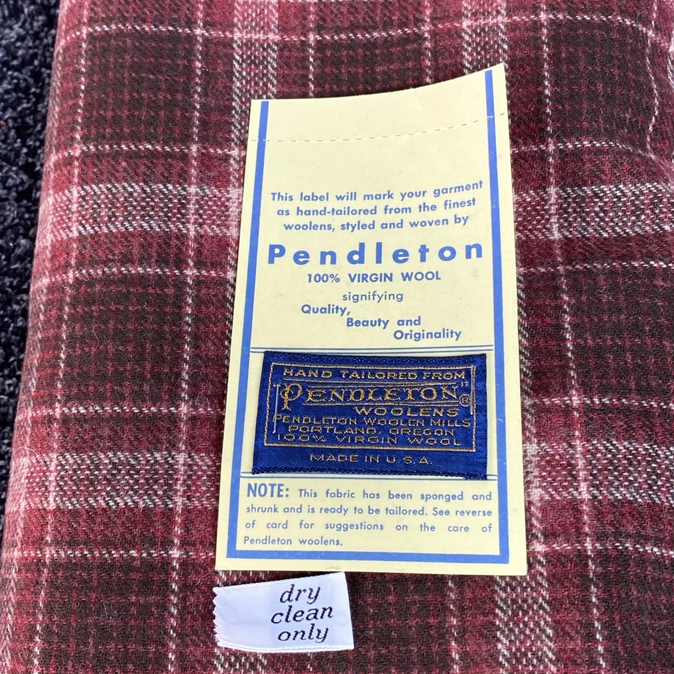 Tela a cuadros Pendleton vintage 100 % lana virgen con etiqueta granate 1,5 yardas x 59" W Foto 4 de 4