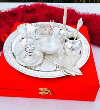 Pooja Thali Set Silver/  Gold Plated with Box