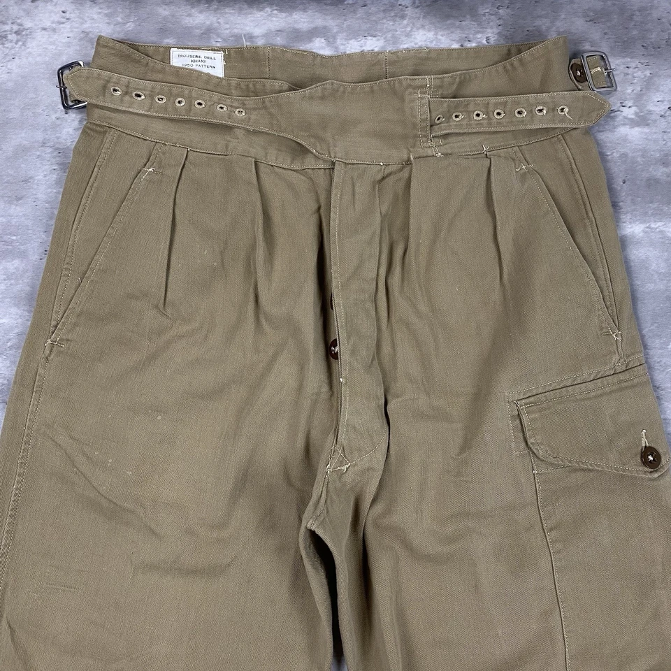 老式 ALFRED POLIKOFF 裤钻卡其色 10 1952 1950 年英国军队 — 第 2/4 张图片
