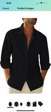 NWT Button Down Linen Shirts for Men Casual Long Sleeve Regular Fit Cotton Beach