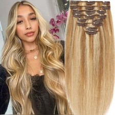 Clip In Remy Real 100 Human Hair Extensions Full Head Highlight 24inch 8 Pieces