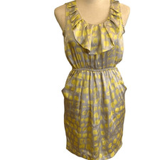 Emmalee Gray and Yellow Smudge Dot Dress, size M