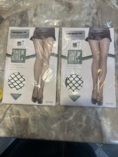 2 Pair Cindylove Seductive Black High Waist Fishnet Tights -Classic Pantyhose M