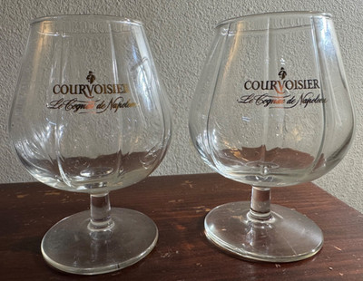 Courvoisier Le Cognac De Napoleon Snifter Glass w/ Gold Lettering (SET OF 2)
