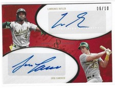 2025 Topps Dynamic Duals Lawrence Butler Jose Canseco Dual AUTO Red 6/10