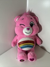 Care Bears Cheer Bear sparkle glitter rainbow plush 9" Pink Soft Stuffed Animal