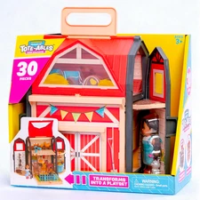 KidKraft Tote-ables Portable Barn Dollhouse w/ Doll Included, Storage, 30 Items