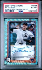 2025 TOPPS CHROME RC AUTOS AQUA WAVE #RATM TY MADDEN 66/199 PSA 6