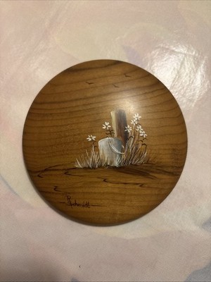 Oregon Myrtlewood Painting Plaque Signed By R. Schmidt