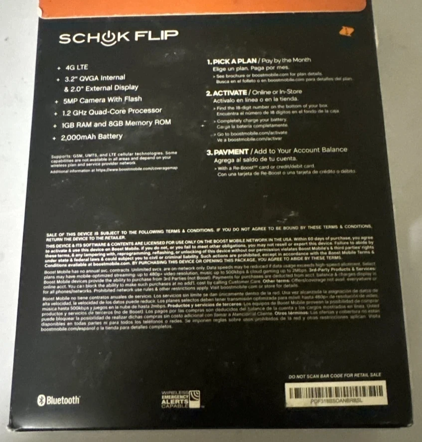 Boost Mobile Schok Flip Prepaid Flip Phone 3.2" 4G LTE 8GB Black Brand New - Image 2 of 2