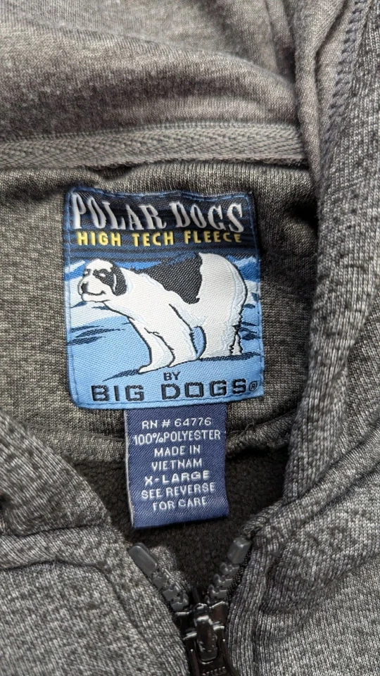 De Colección Big Dogs Sudadera con Capucha Para Hombres XL Cremallera Completa Alta Tecnología Polar Gear Polar Gris Foto 3 de 4