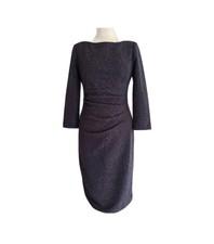 Eliza J Womens Grey Shimmery Side Ruched 3/4 Sleeve Sheath Dress. UK 10, US 6.