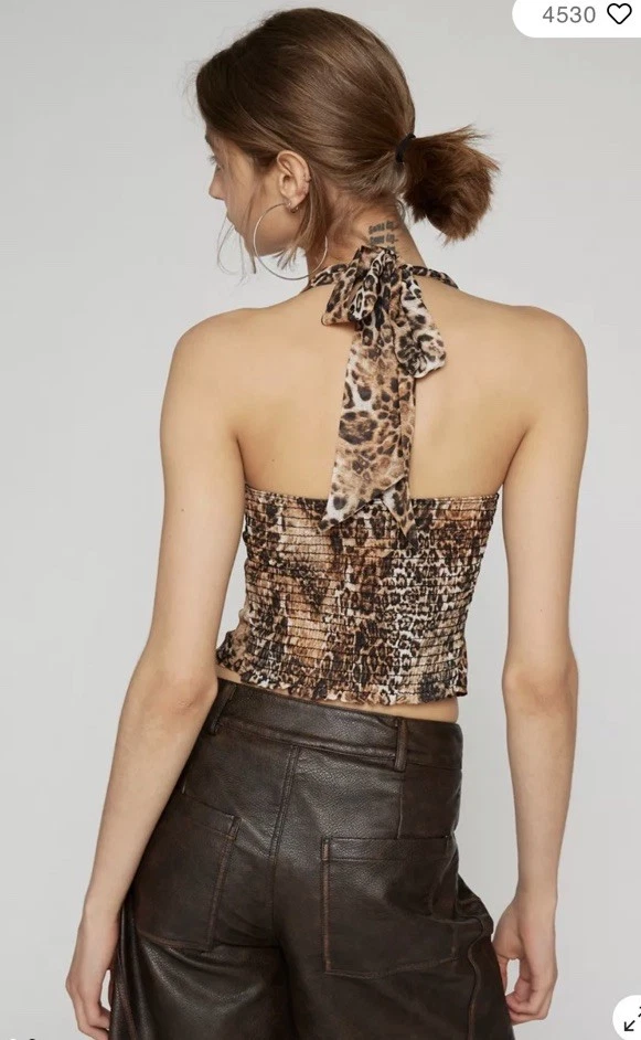 Urban Outfitters Silence + Noise Cheetah Leopard Halterneck Top Size Small - Image 3 of 4