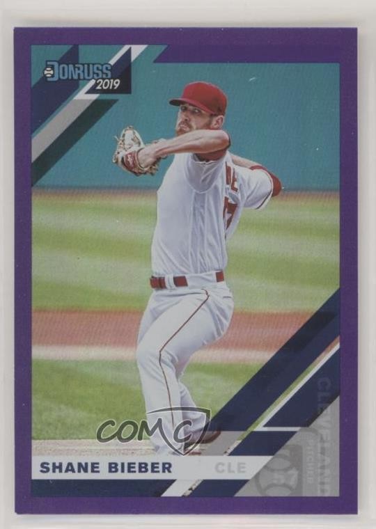 2019 Panini Donruss Holo Purple Shane Bieber #107 b1p