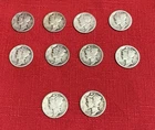 [Lot of 10] Mercury Dimes 90% Silver All 1923