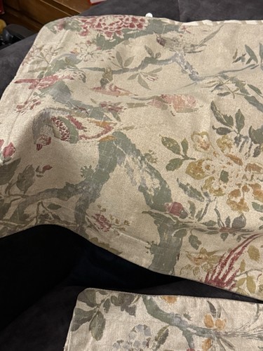 Rose Tree Pair Floral Standard Pillow 2 Shams Birds Beige Blue Brown Green - Picture 3 of 7