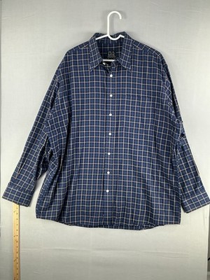 Jos. A. Bank Executive Collection XL Blue White Check Button Down Shirt Casual