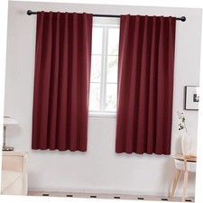 Rod Pocket and Back Tab Curtains Solid 52"W x 63"L Pack of 2 Burgundy Red