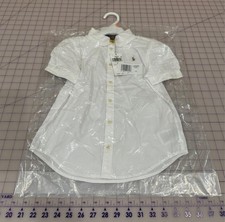 Authentic Polo by Ralph Lauren Girls Solid White Ruffled Collar Oxford in White
