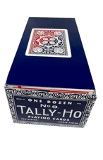 Tally Ho No.9 Fan Back Design Playing Poker Cards 12 Deck Display 6 RED & 6 Blue