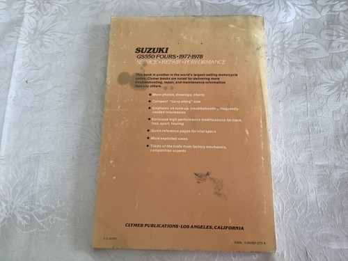 CLYMER SERVICE REPAIR PERFORMANCE WORKSHOP MANUAL SUZUKI GS550 FOURS 1977-1978 - Picture 11 of 11