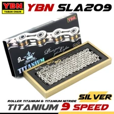 YBN SLA209 Lightest Chain of bike 9 Speed Bike Chain Titanium(Ti64) (Silver)