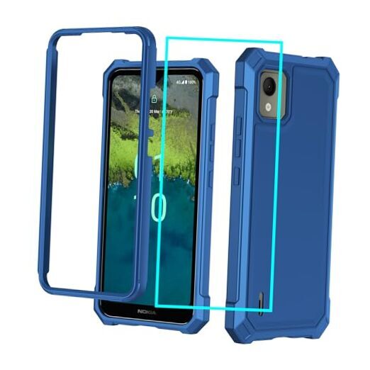 for Nokia C110 Case,Nokia C110 Phone Case with Screen Protector Front Back Blue