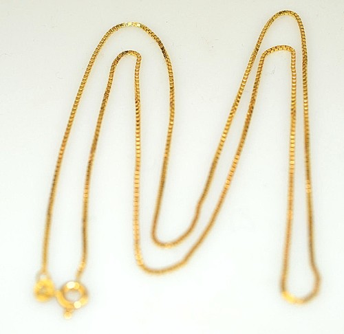 14K YELLOW GOLD LONG BOX LINK CHAIN 24 