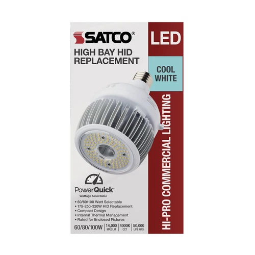 Satco S33112 LED 100V-277V =300W Metal Halide HID Replacement Mogul EX39 4000K - Picture 8 of 12