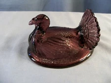 L.G. Wright Amethyst Purple Glass Turkey on the Nest Candy Dish TOP LID ONLY
