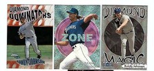 3 RANDY JOHNSON INSERTS 1996 FLEER ZONE/1998  DIAMOND MAGIC /1999 SI DOMINATORS