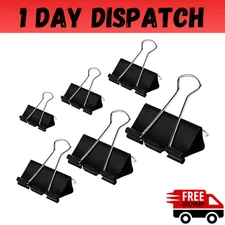 Binder Clips Paper Clamps Assorted Sizes 100 Count (Black), X Large, Large, Medi