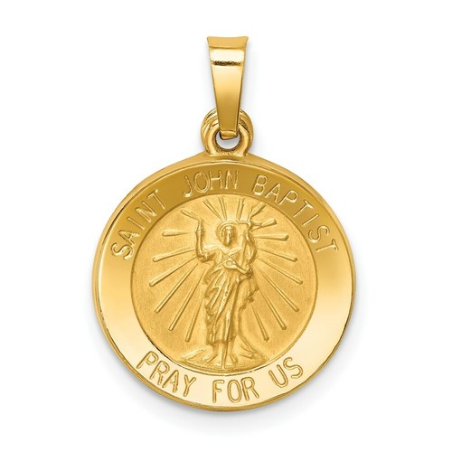 14k Yellow Gold Satin Saint John The Baptist Medal Charm Pendant 0.67 ...