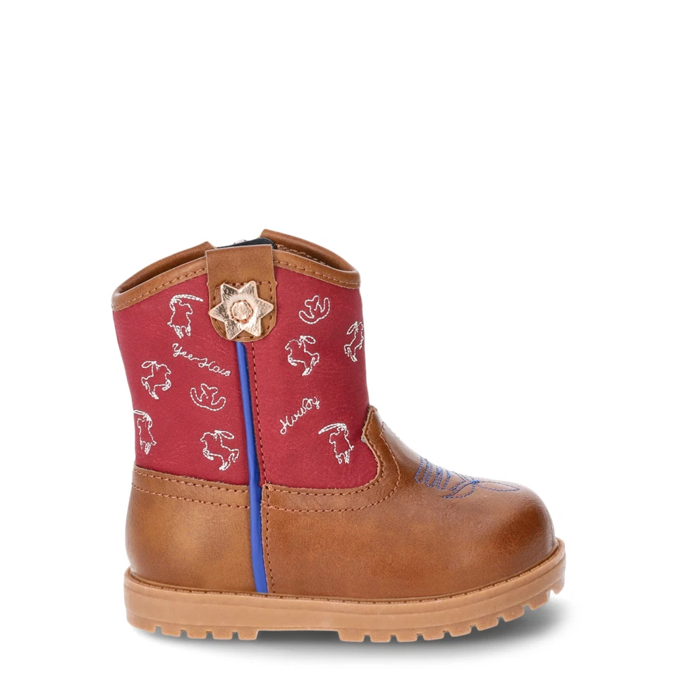 Botas vaqueras occidentales Wonder Nation bebé niño niño marrón punta redonda zapatos: 3-7 Foto 2 de 4